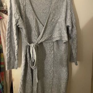 SHEIN Curve Gray Wrap Sweater Dress